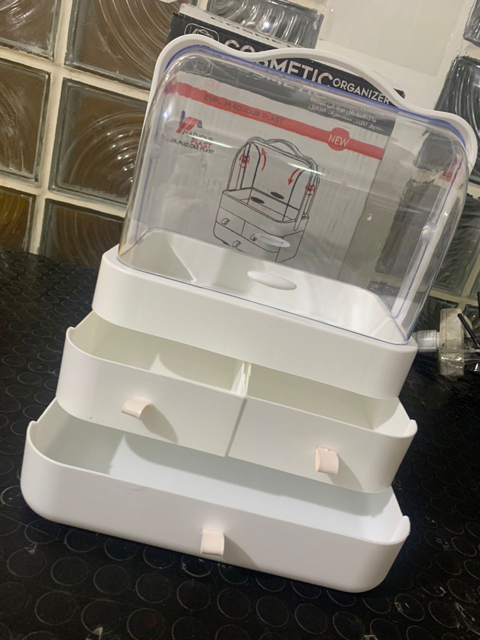 Boîte De Rangement Pour Maquillage Et Cosmétiques Avec 3 Tiroirs